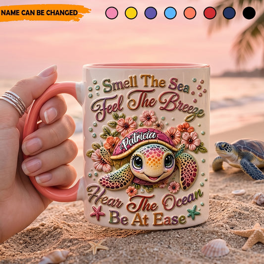 Hear The Ocean - Personalized Turtle Accent Mug