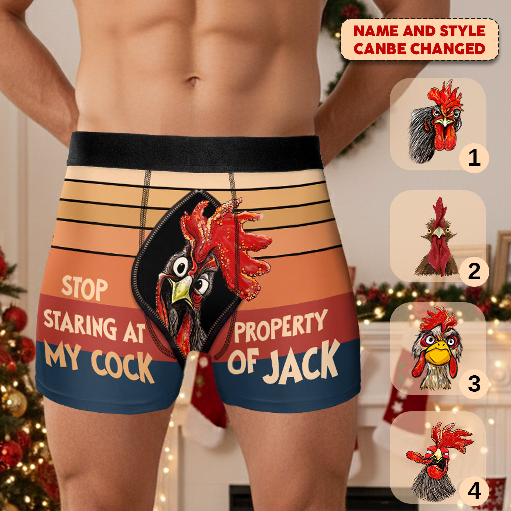 Funny Chicken Men's Boxer Briefs - Personalized Couple Men’s Boxer Briefs