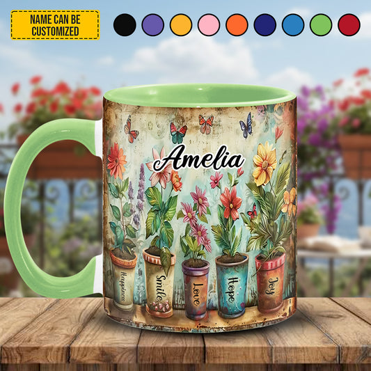 Personalized Flower Pot Accent Mug