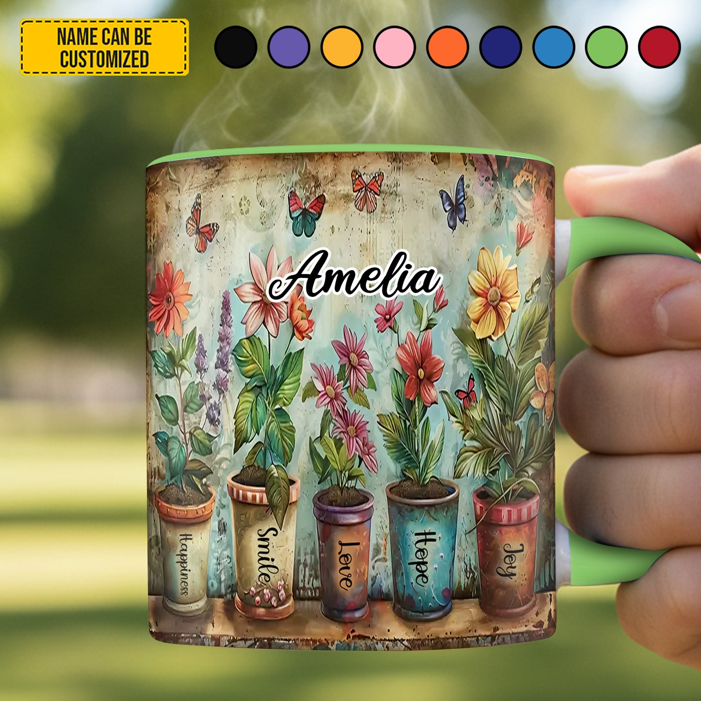 Personalized Flower Pot Accent Mug