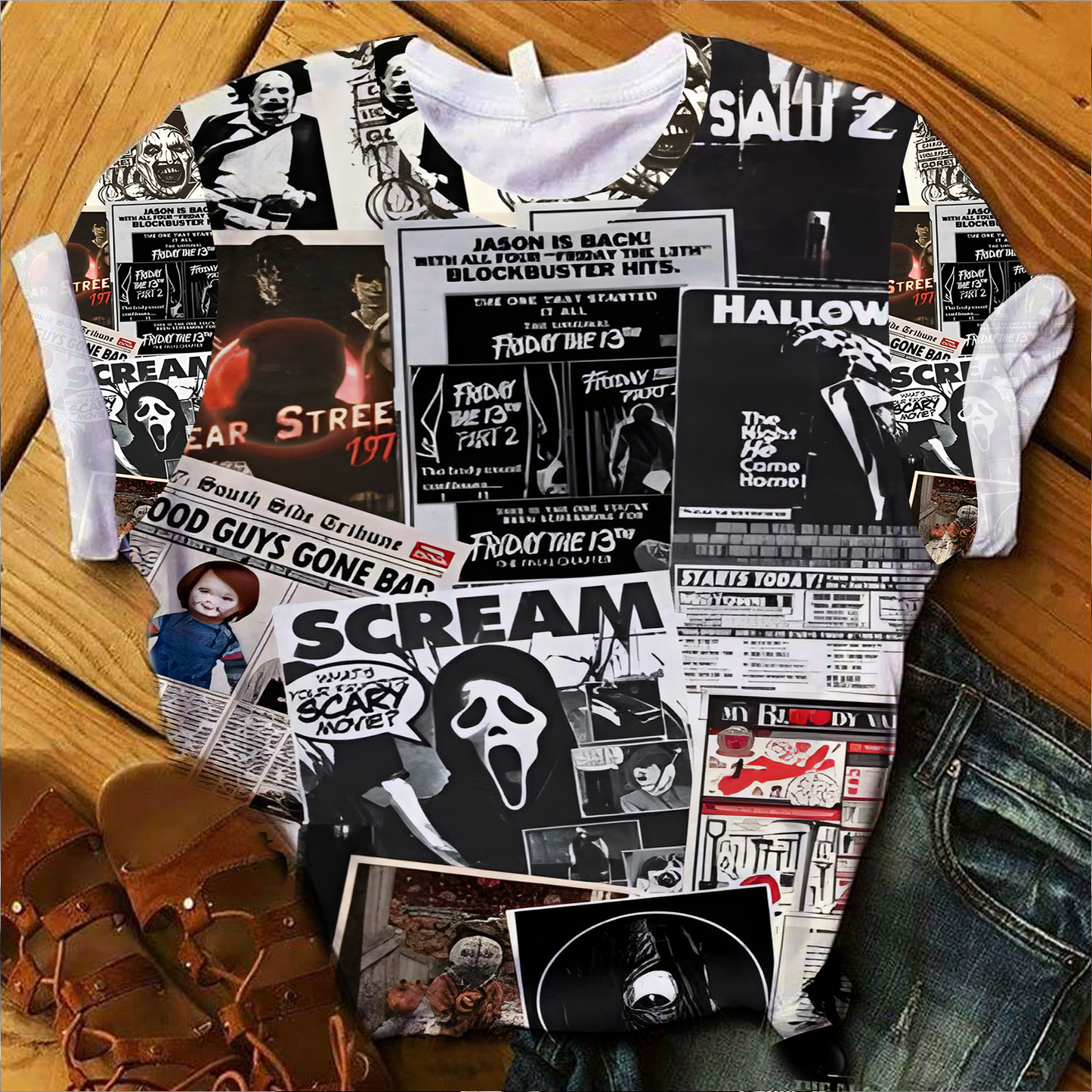 Horror Movie Collage Graphic All Over Print