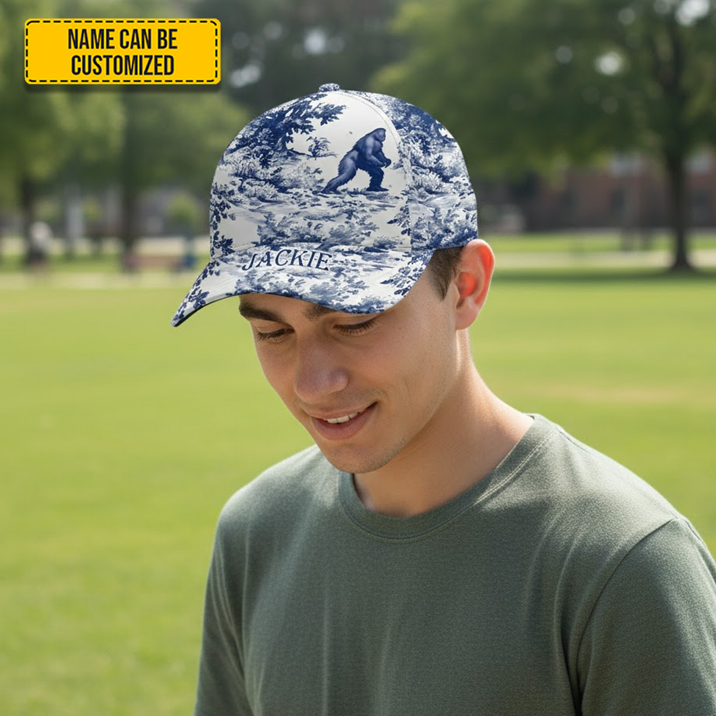 Personalized Bigfoot Vintage Forest Toile Classic Cap