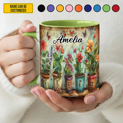 Personalized Flower Pot Accent Mug