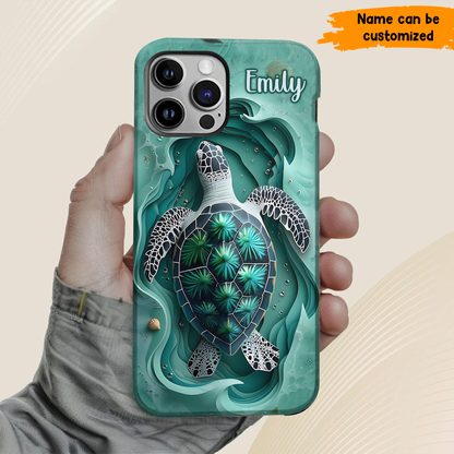 Love Green Sea Turtle - Personalized Turtle Phone Case