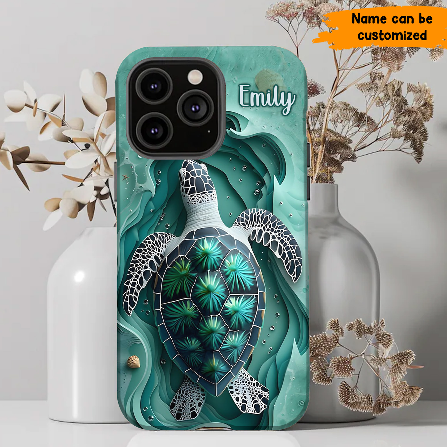 Love Green Sea Turtle - Personalized Turtle Phone Case