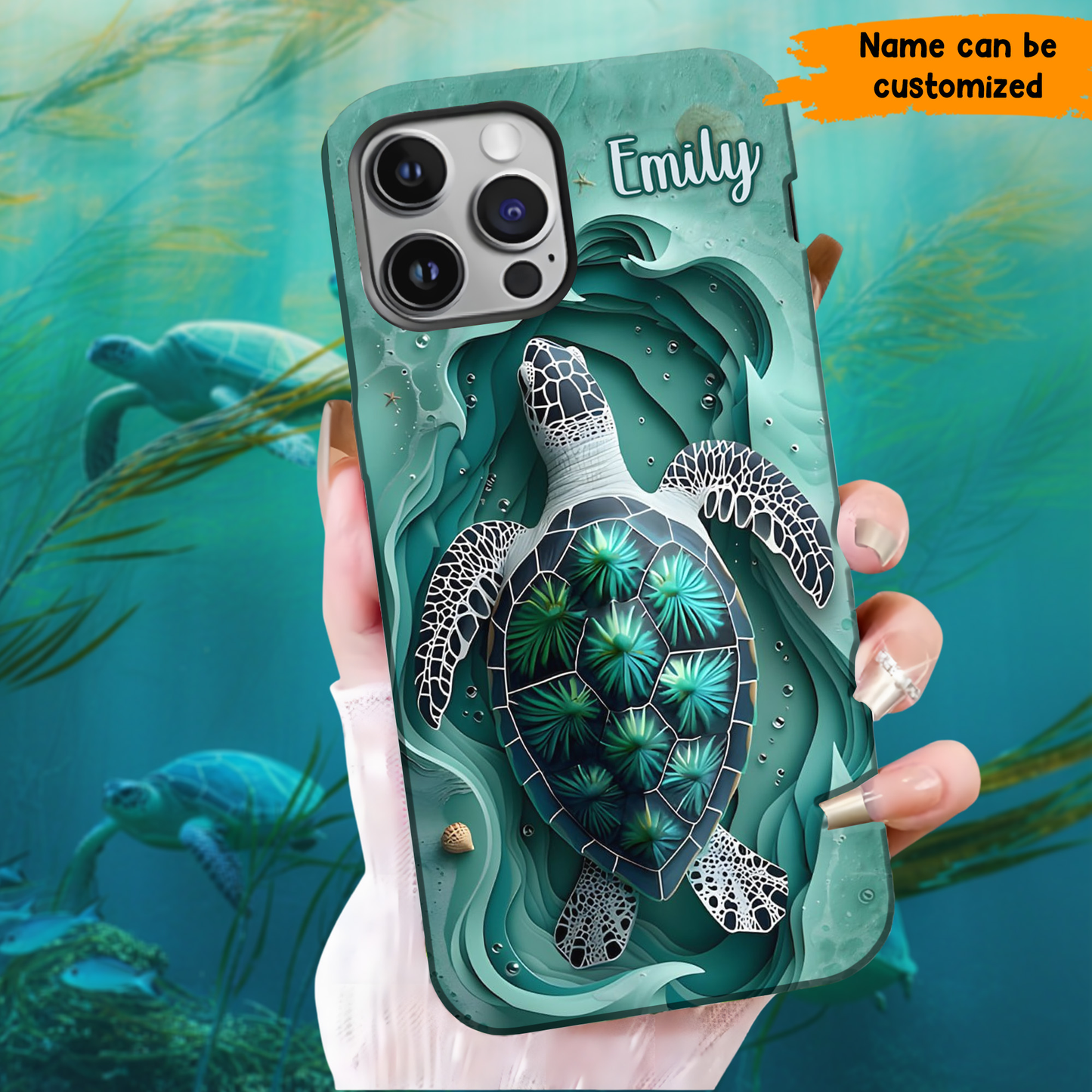 Love Green Sea Turtle - Personalized Turtle Phone Case