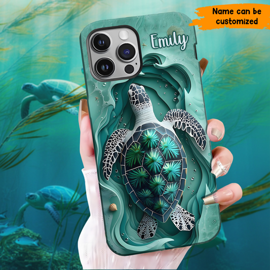 Love Green Sea Turtle - Personalized Turtle Phone Case