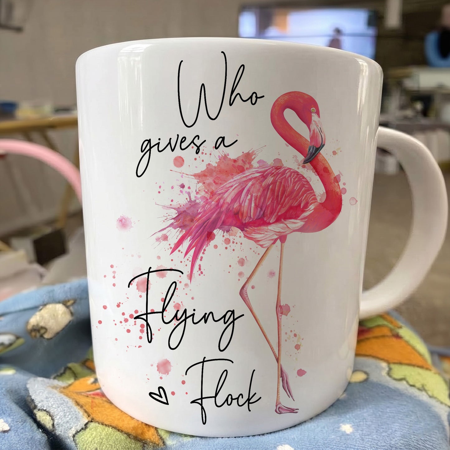 Who Gives A Flying Flock- Flamingo White Mug