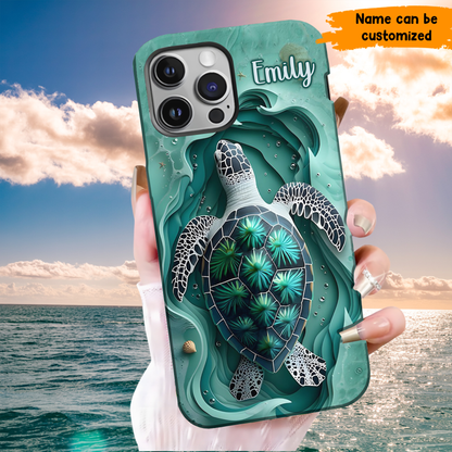 Love Green Sea Turtle - Personalized Turtle Phone Case