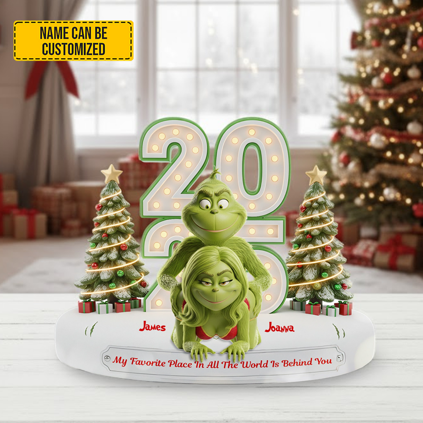 Naughty Green Lovers – Personalized Funny Christmas Acrylic Plaque