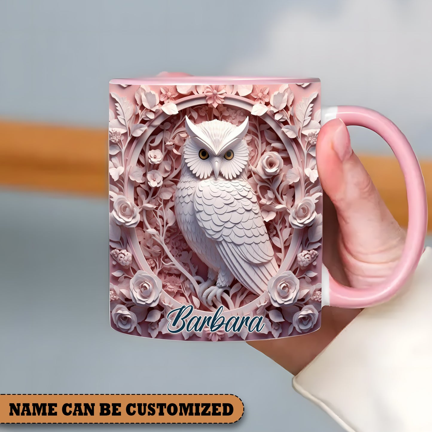 Vintage Beautiful Owl - Personalized Owl Accent Mug