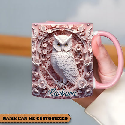 Vintage Beautiful Owl - Personalized Owl Accent Mug