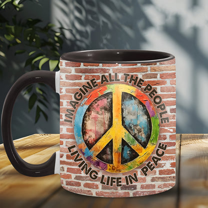 Peace Imagine All The People - Hippie Accent Mug