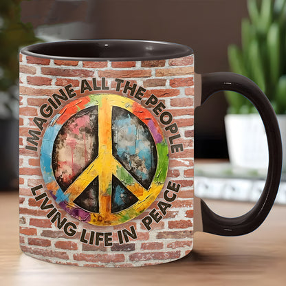 Peace Imagine All The People - Hippie Accent Mug