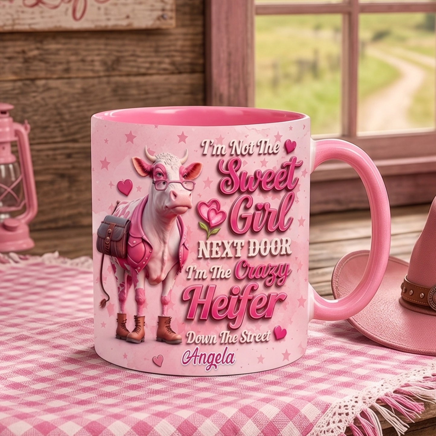 Crazy Heifer - Personalized Cow Accent Mug