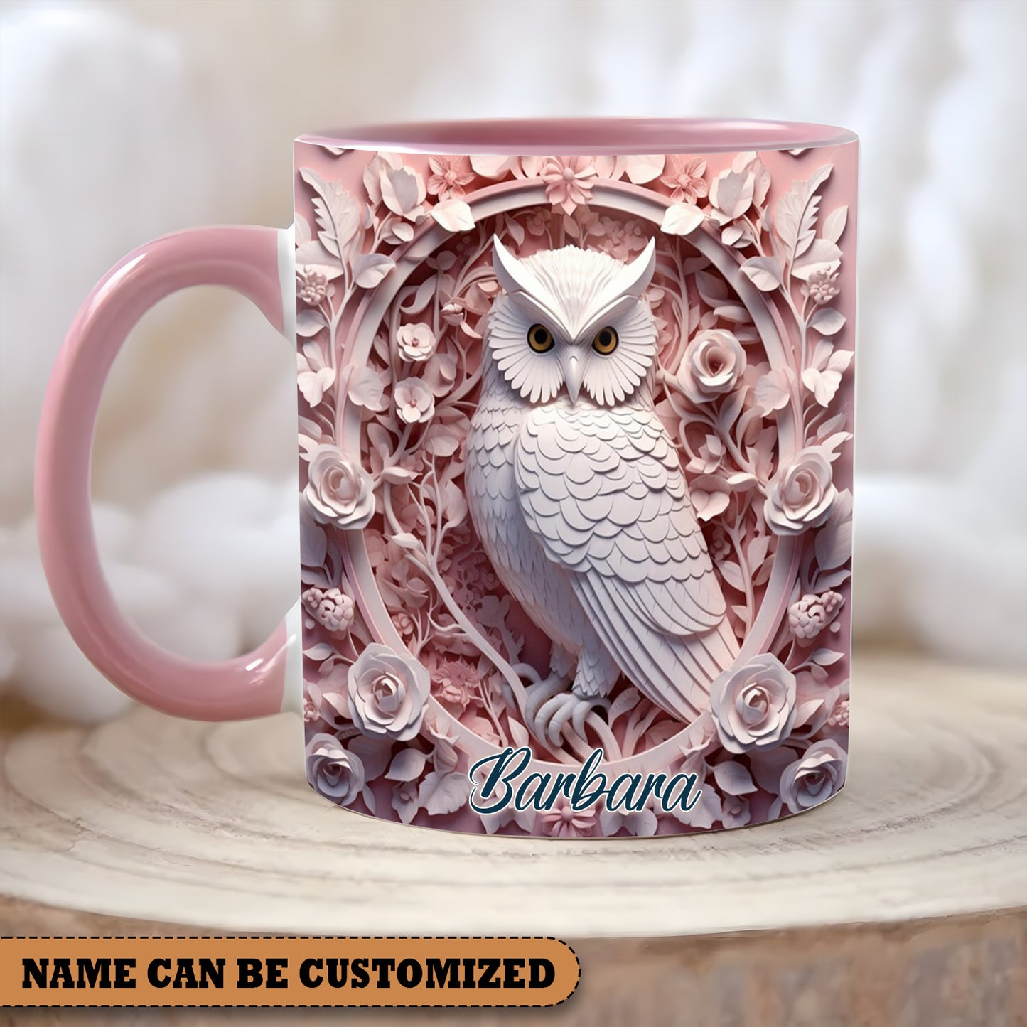 Vintage Beautiful Owl - Personalized Owl Accent Mug