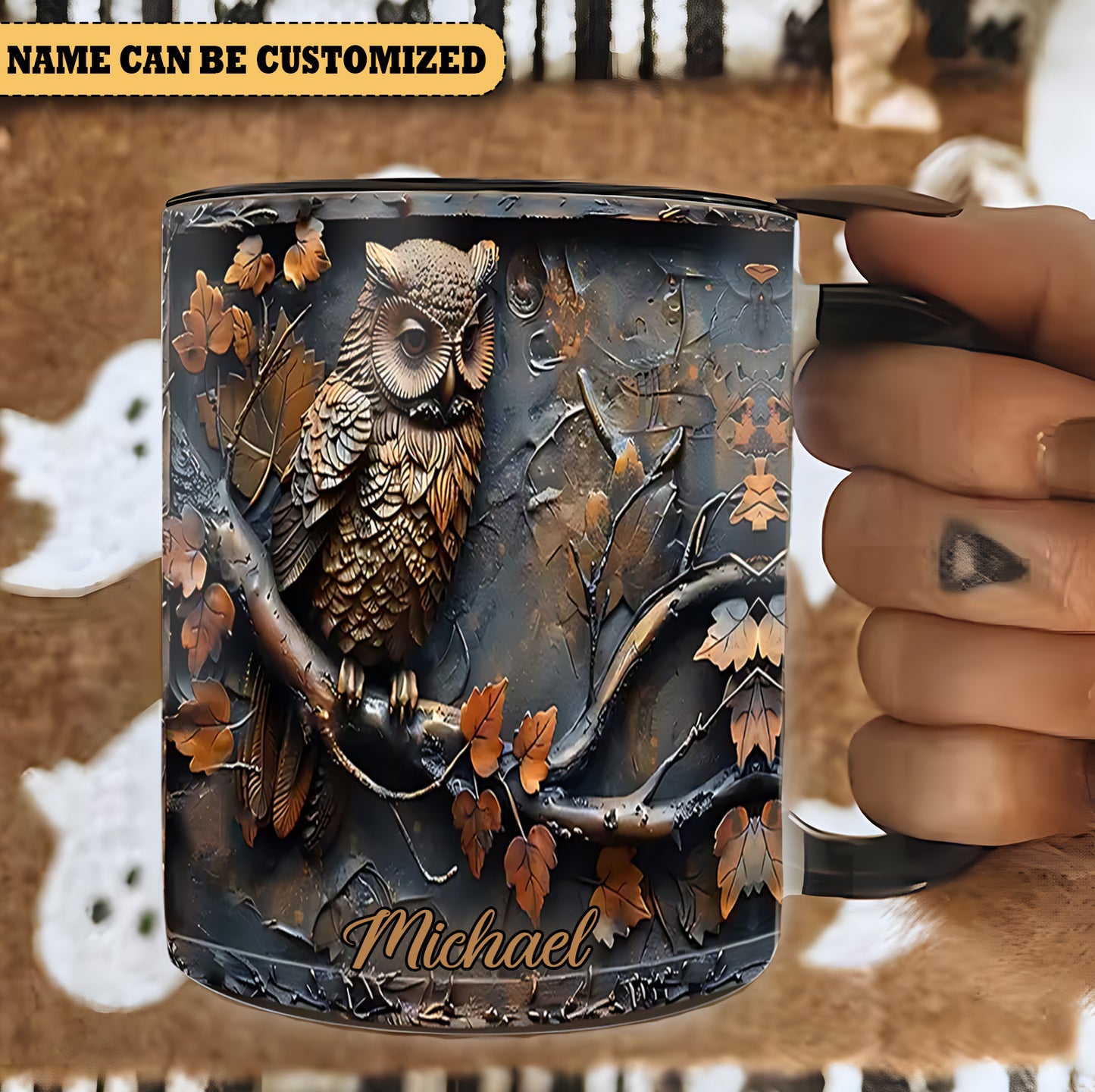 Vintage Owl - Personalized Accent Mug
