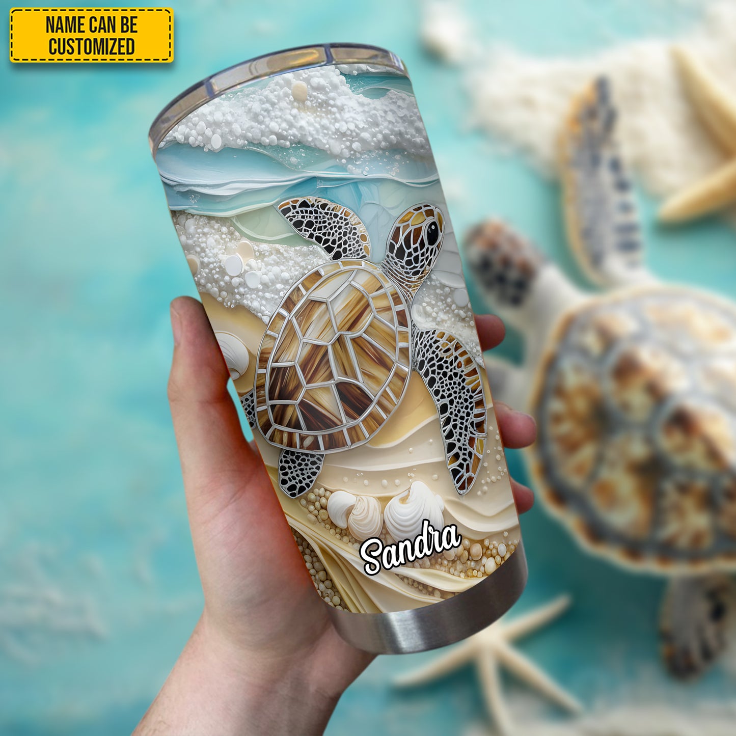 Turtle & Ocean - Personalized Turtle Tumbler