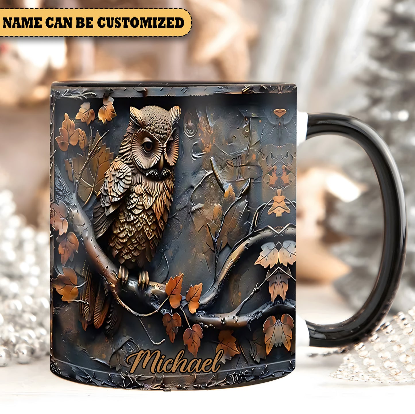 Vintage Owl - Personalized Accent Mug