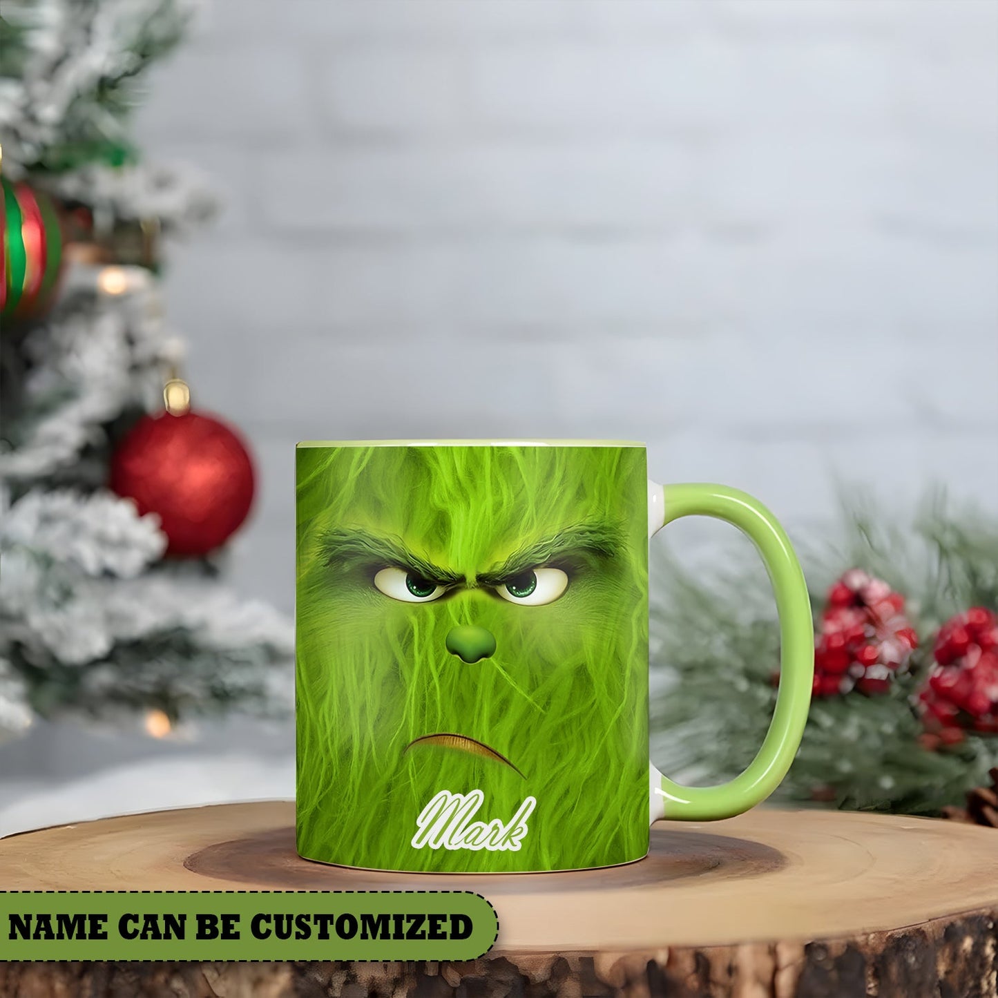 Green Christmas Personalized Accent Mug