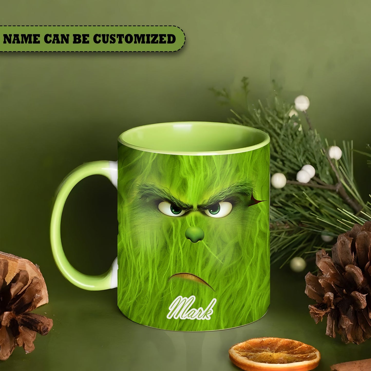 Green Christmas Personalized Accent Mug
