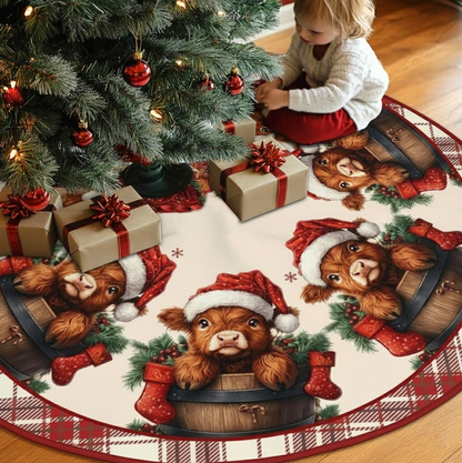 Highland Cow Christmas Tree Skirt