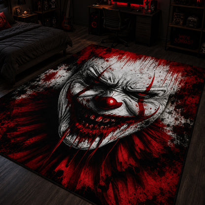 Bloody Evil Clown Halloween Area Rug