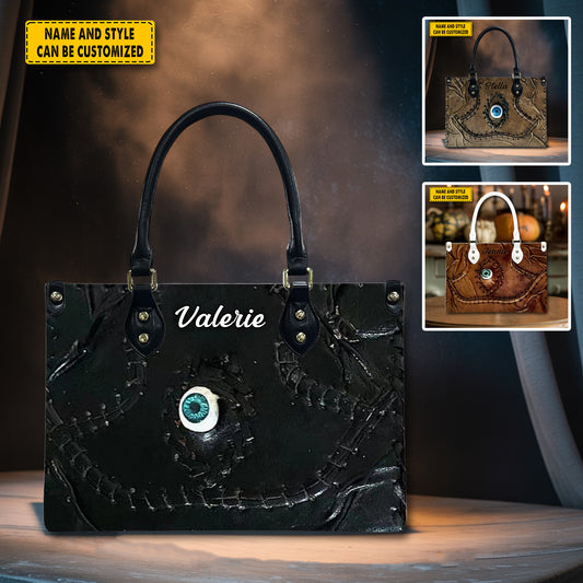 Halloween Book Of Spells Leather Handbag