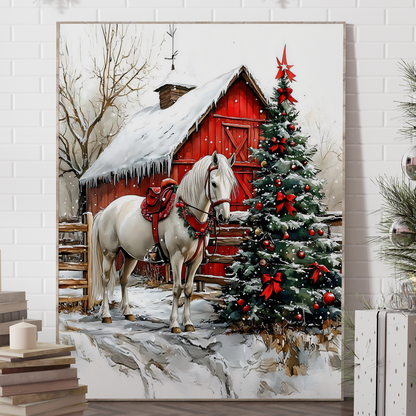 Country Christmas Horse Canvas