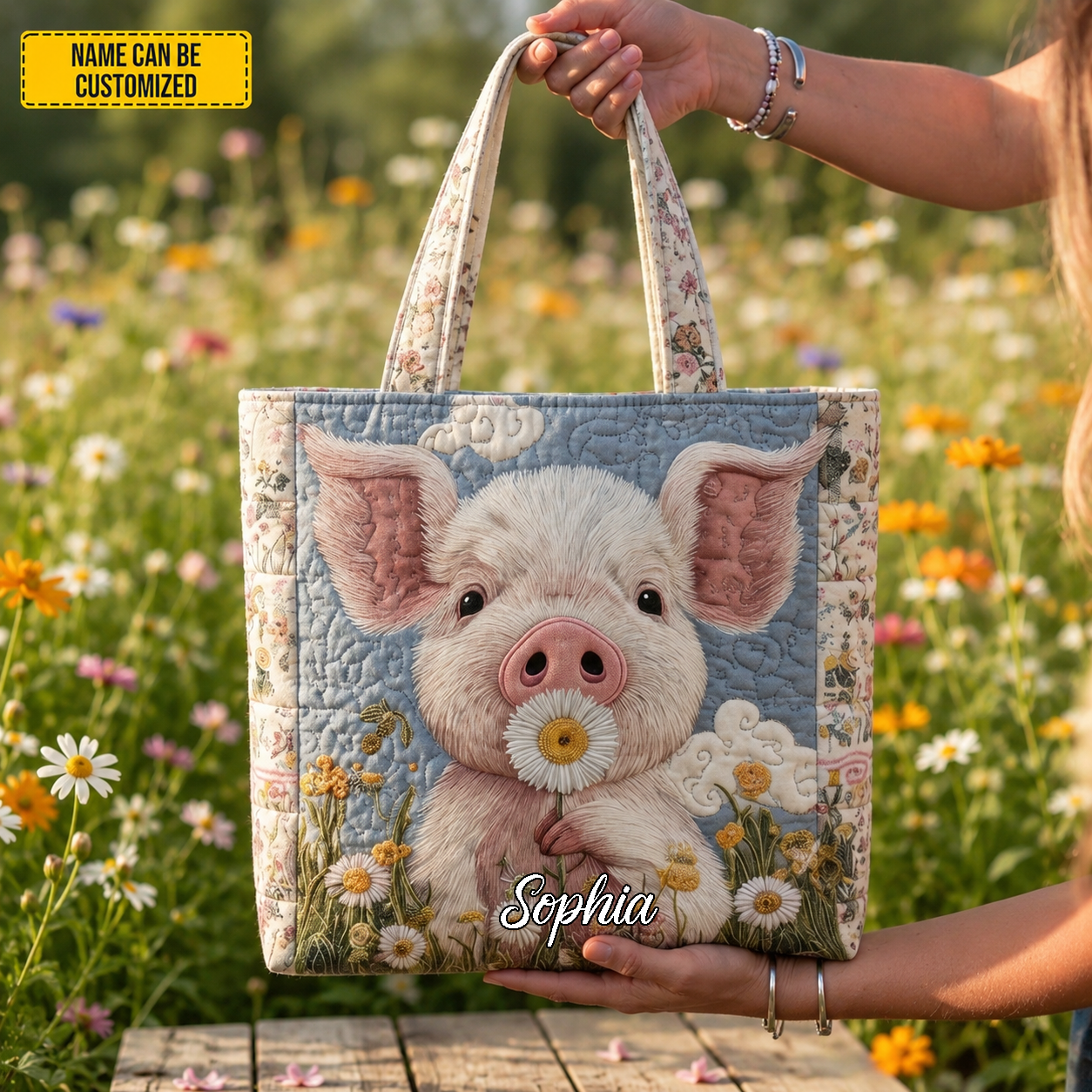 Personalized Cute Piggy Tote Bag