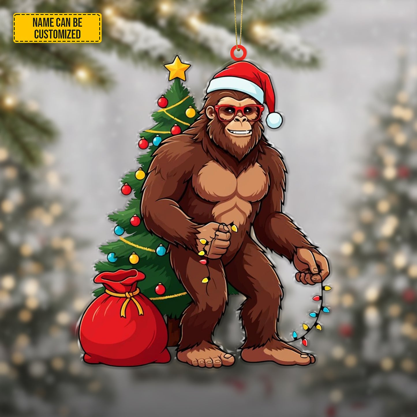 Personalized Cute Bigfoot Christmas Acrylic Ornament
