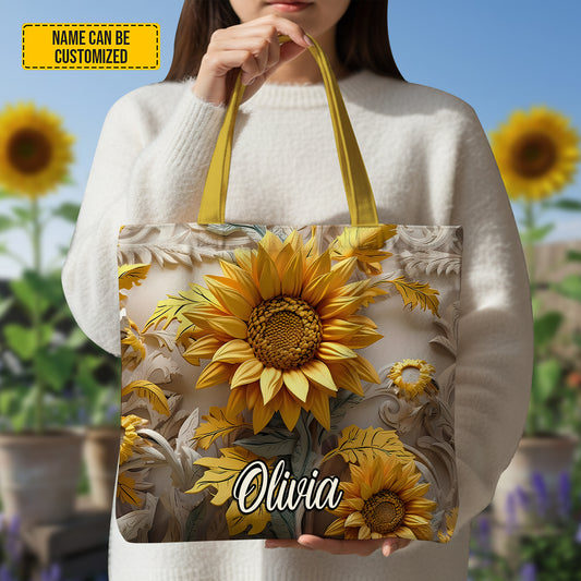 Personalized Beautiful Sunflower Tote Bag