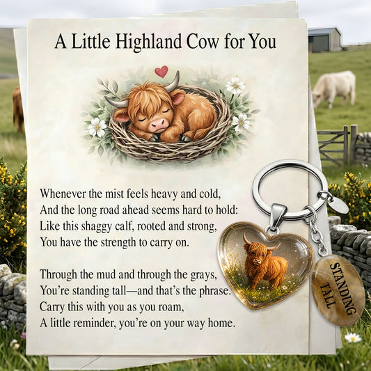 Cute Highland Cow Keychain Gift Set