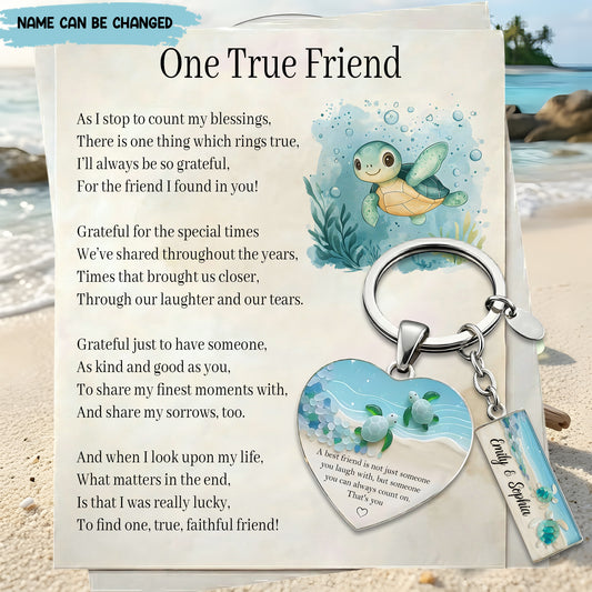 Personalized Best Friends Turtle Keychain Gift Set