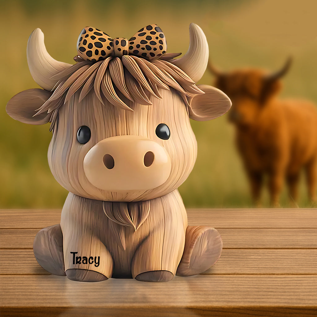 Cute Baby Highland Cow - Personalized Cow Custom Shaped Acrylic Plaque