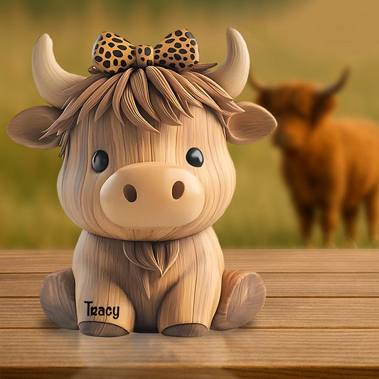 Cute Baby Highland Cow - Personalized Cow Custom Shaped Acrylic Plaque