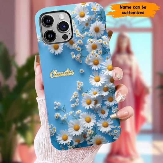 Personalized Daisy Blue Background Phone Case