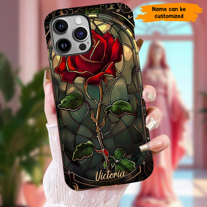 Personalized Stained Glass Rose Phone Case