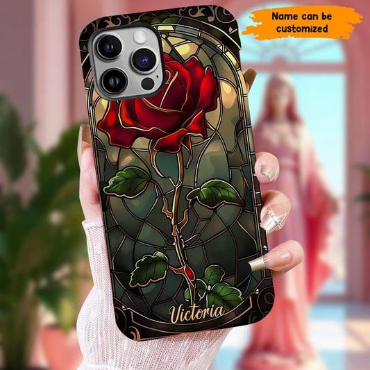 Personalized Stained Glass Rose Phone Case