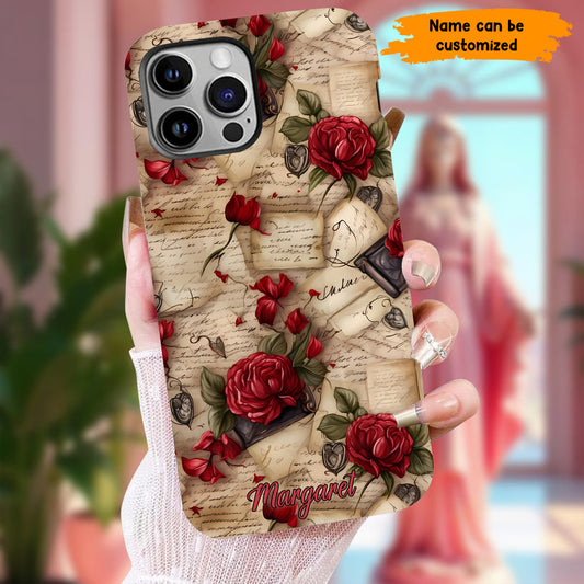 Personalized Vintage Letter & Rose Phone Case – Elegant & Romantic