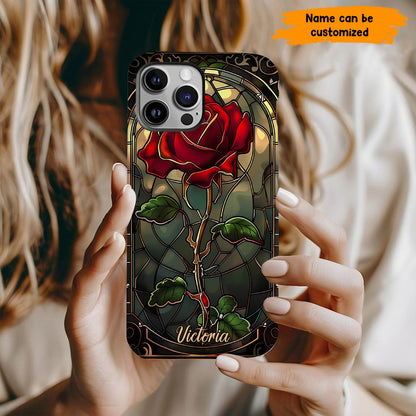 Personalized Stained Glass Rose Phone Case