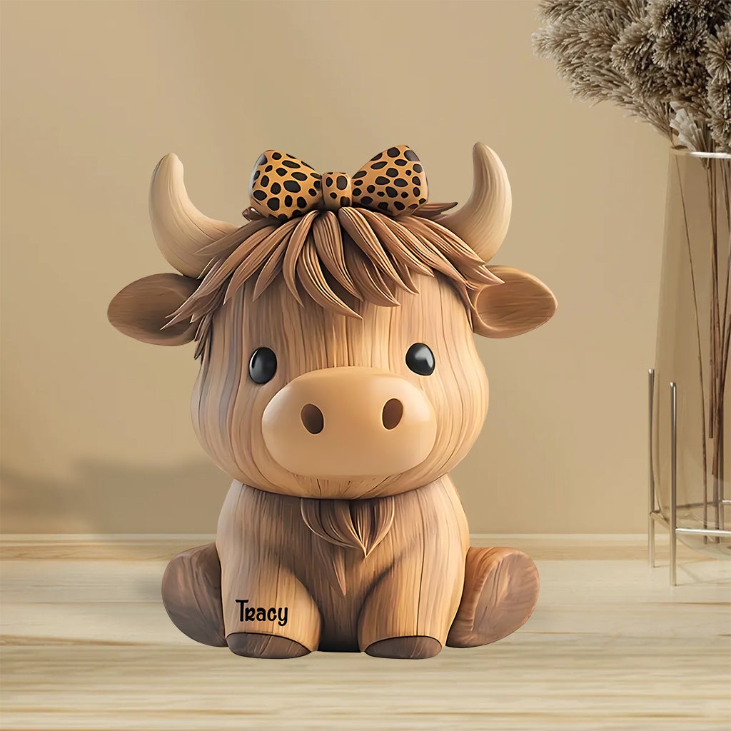 Cute Baby Highland Cow - Personalized Cow Custom Shaped Acrylic Plaque