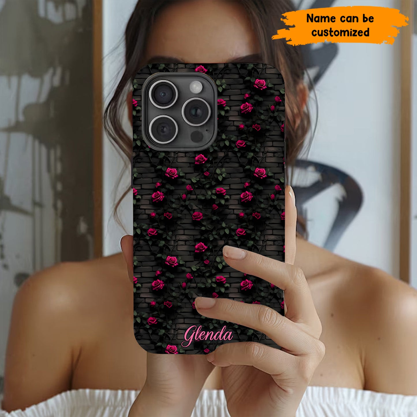 Midnight Rose - Personalized Flower Phone Case