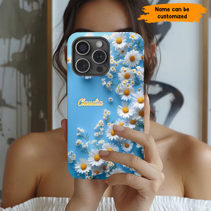 Personalized Daisy Blue Background Phone Case