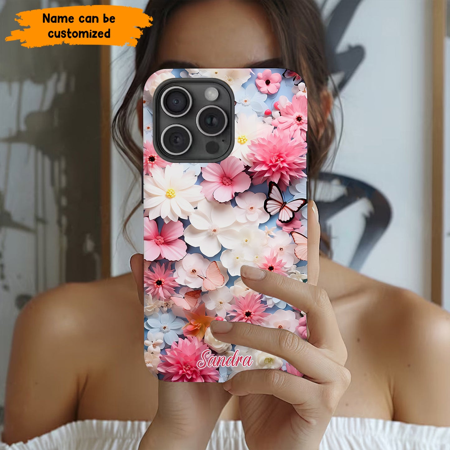 Personalized Buterfly Flowers Phone Case