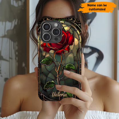 Personalized Stained Glass Rose Phone Case