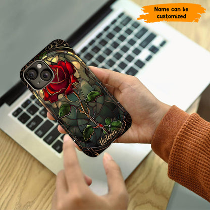 Personalized Stained Glass Rose Phone Case
