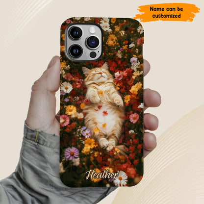 Cozy Cat in Flowers Personalized Phone Case