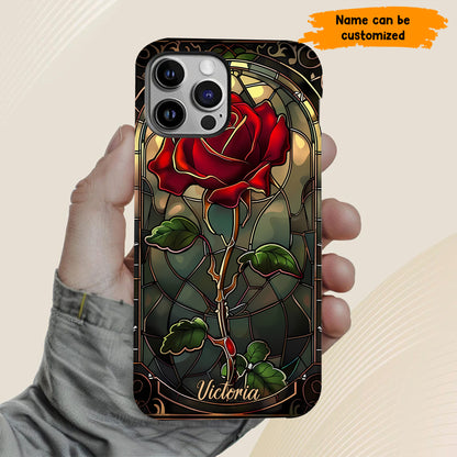 Personalized Stained Glass Rose Phone Case