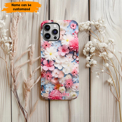 Personalized Buterfly Flowers Phone Case